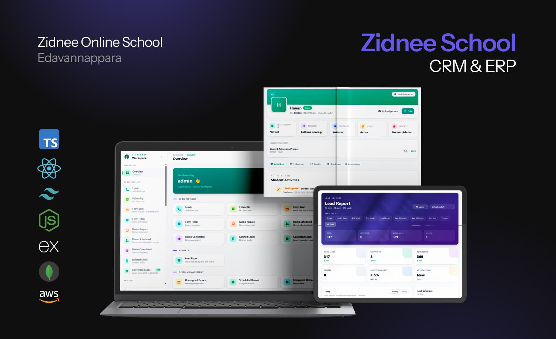 Zidnee — Online School CRM & Mini ERP